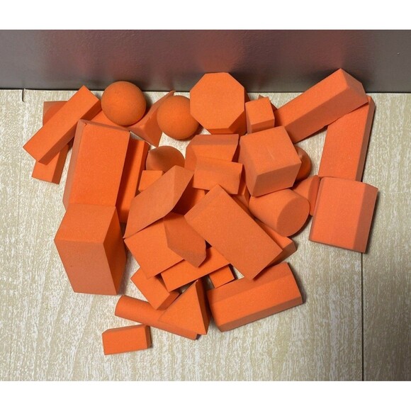 Geometric Learning Math Manipulative Larger Soft Foam 3D Shapes 42 Orange pieces - Picture 1 of 6
